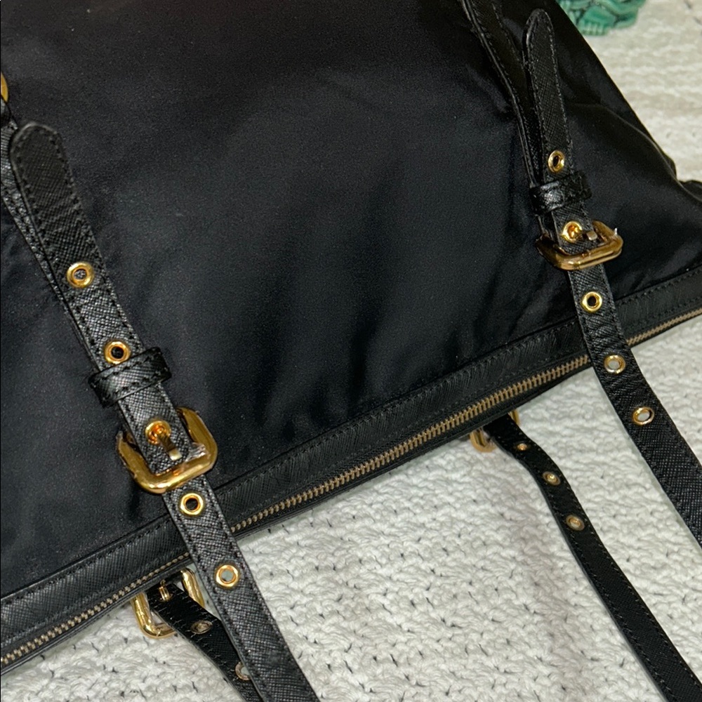 Prada Black Nylon Large Tote Bag with Leather Trim & Strap - Picture 17 of 17
